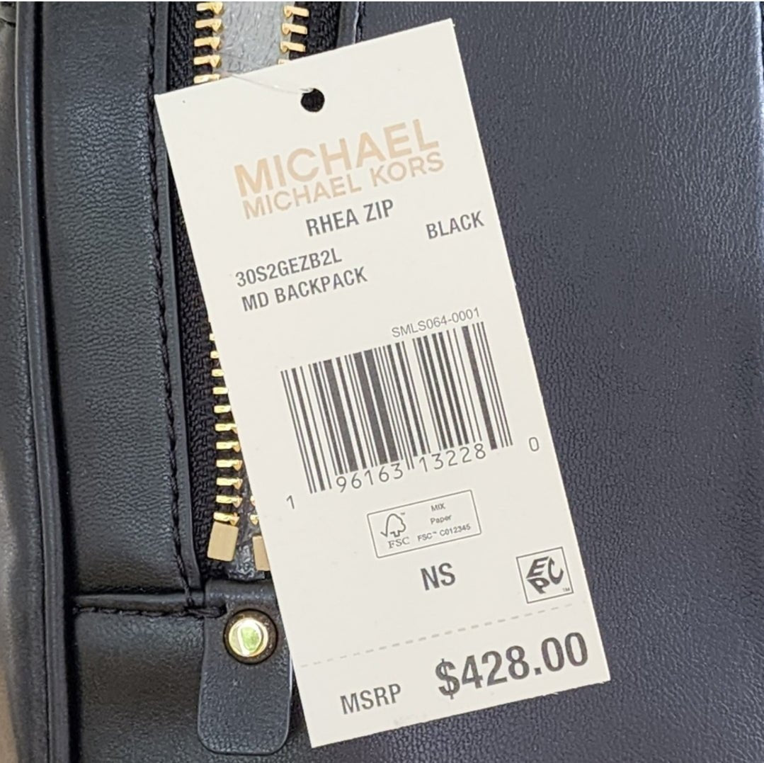 Michael Kors Rhea Embossed Logo MD Backpack Black