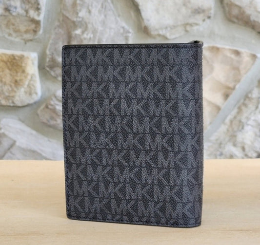 Michael Kors Passport Logo Center Stripe Wallet Black