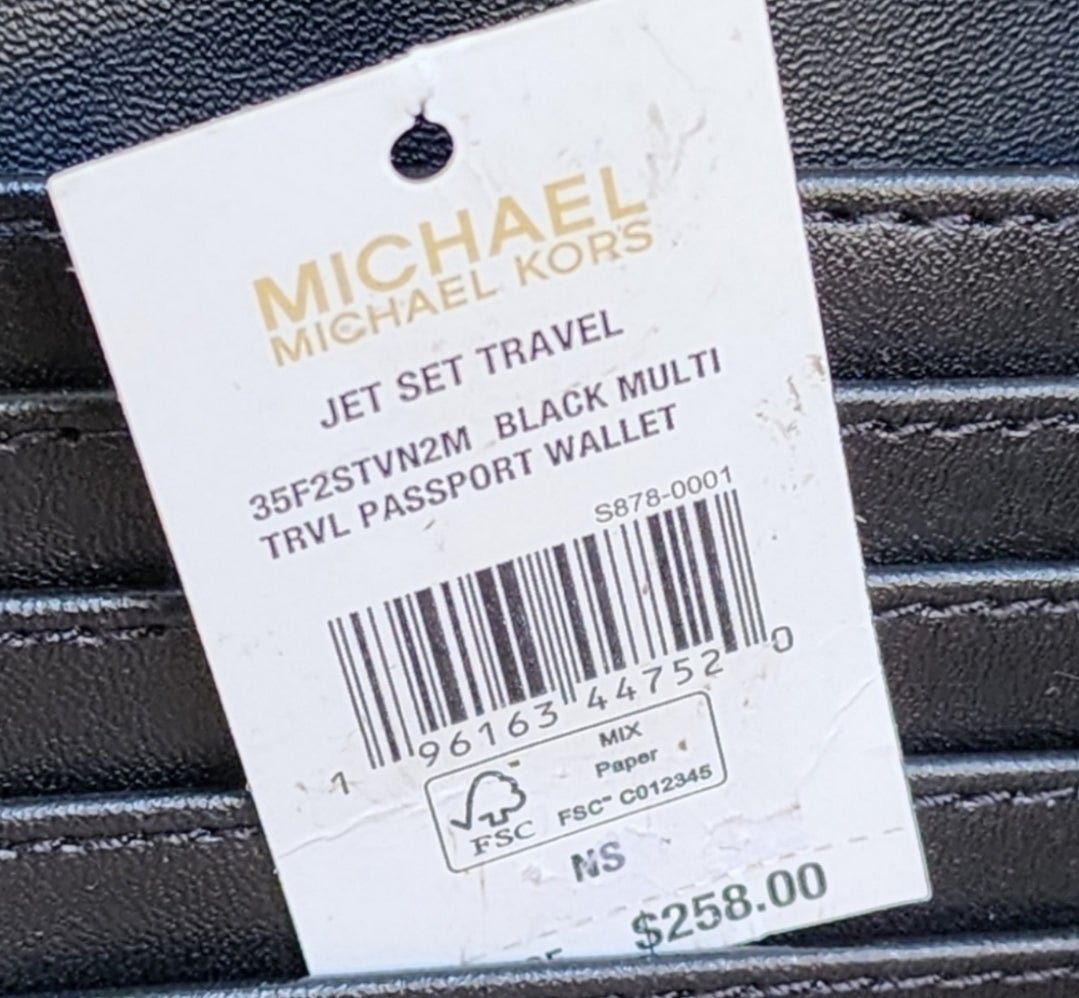 Michael Kors Passport Logo Center Stripe Wallet Black