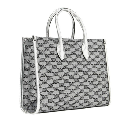 Michael Kors Mirella Logo MD Tote Crossbody Silver