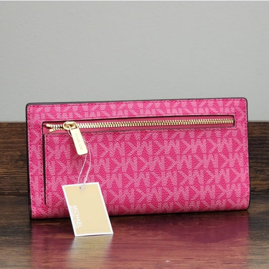 Michael Kors Reed Logo LG Snap Wallet Pink