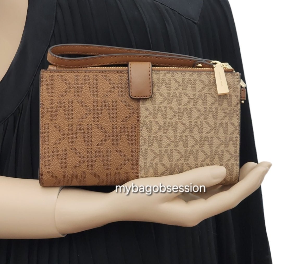 Michael Kors Jet Set Logo Color-Block Double Zip Wristlet