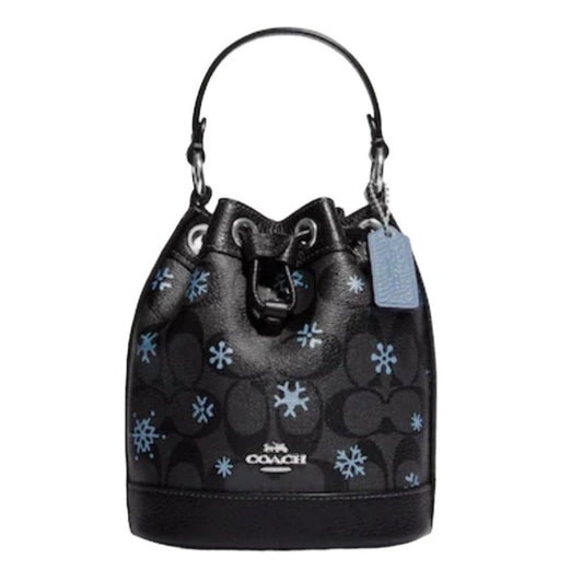 Coach Dempsey Snowflake Logo Bucket Crossbody Black
