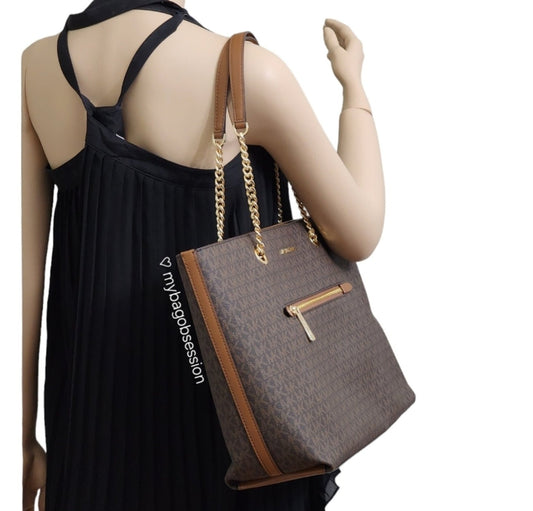 Michael Kors Jet Set Large Logo Shoulder Bag Brown