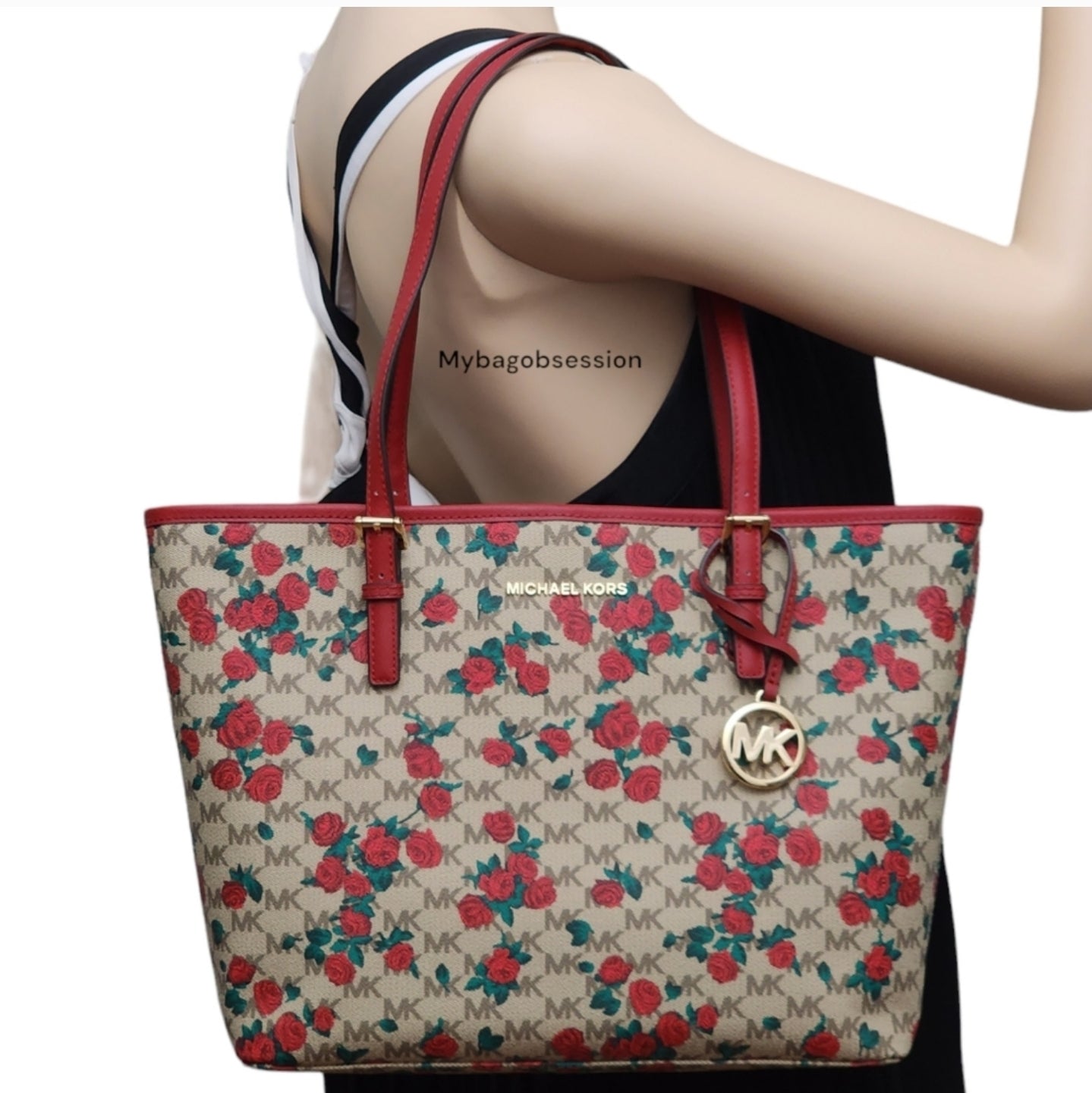 Michael Kors Jet Set Logo Floral Tote