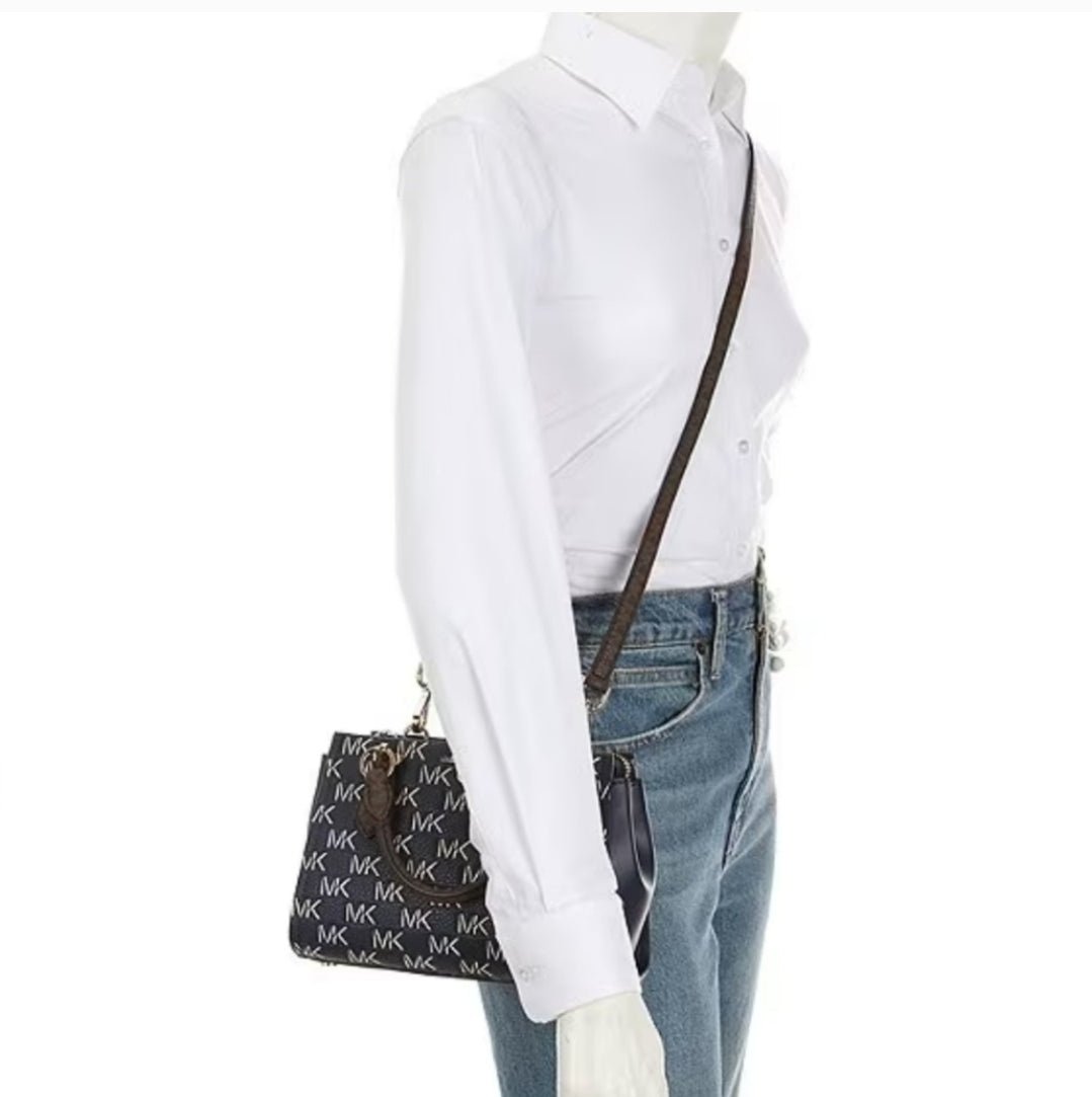 Michael Kors Marilyn Logo Small Blue Crossbody SET