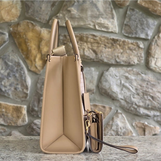 Michael Kors Mirella Ombré Logo Medium Tote SET Camel