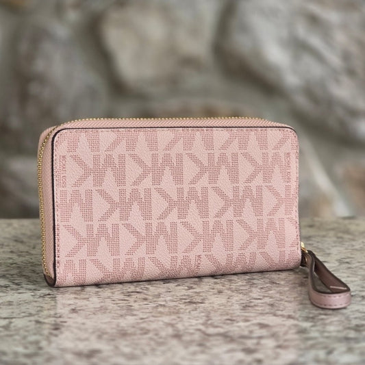 Michael Kors Brynn Logo Pink Wristlet Wallet