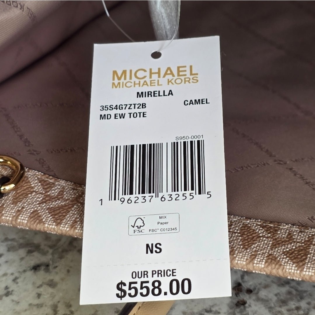 Michael Kors Mirella Ombré Logo Medium Tote SET Camel