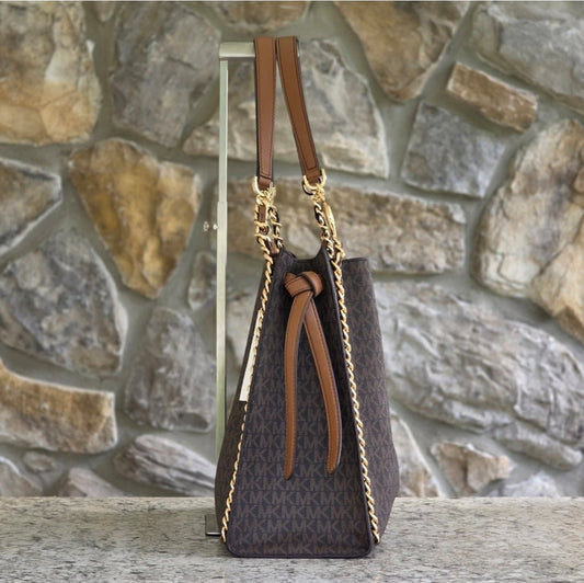 Michael Kors Mina Logo LG Shoulder Bag Brown