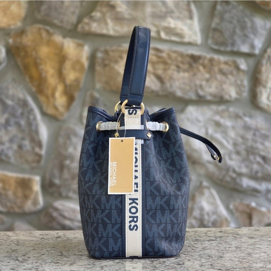 Michael Kors Maeve Bucket Logo Satchel Blue