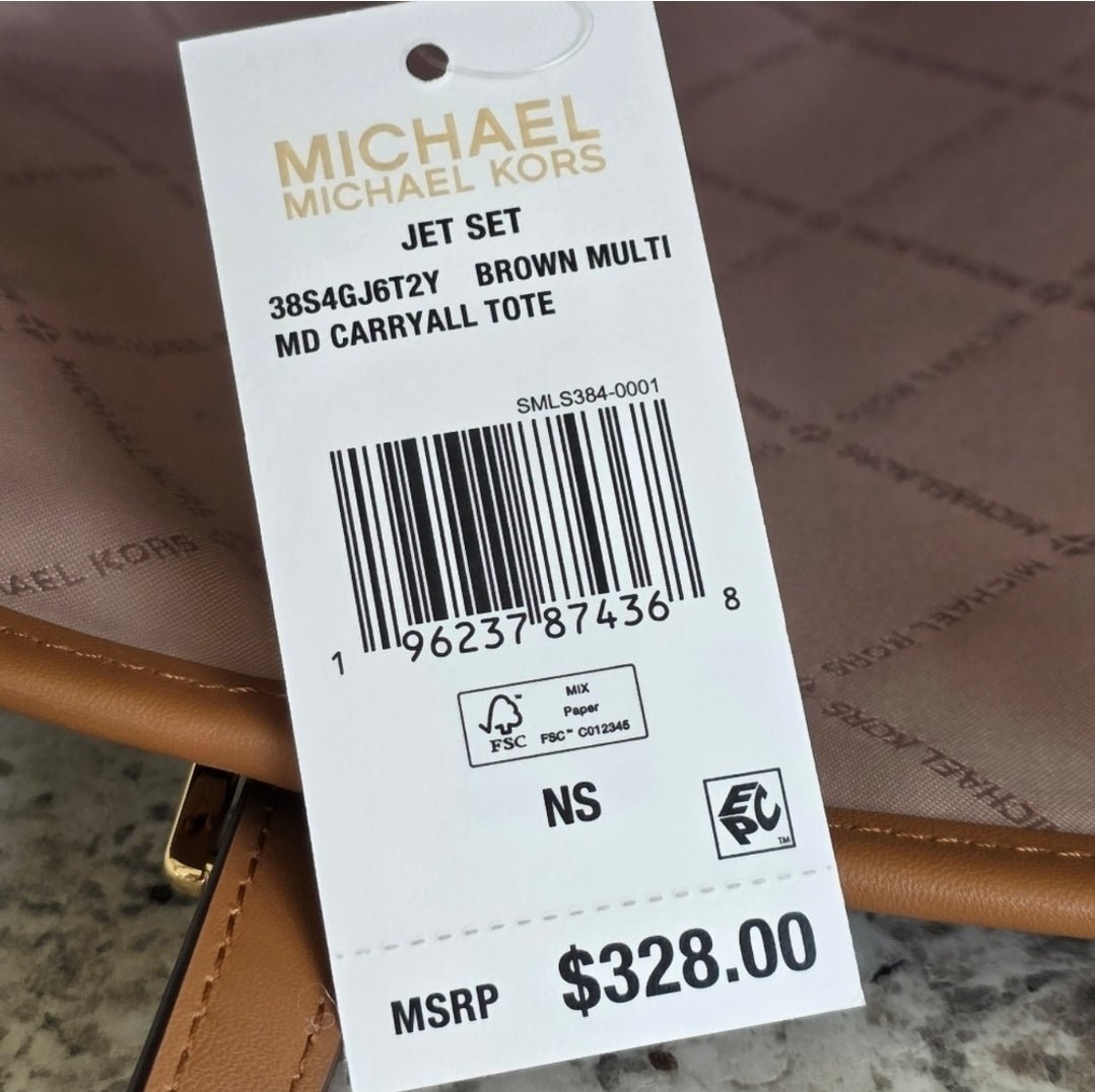 Michael Kors Jet Set Airplane Logo Medium Brown Tote