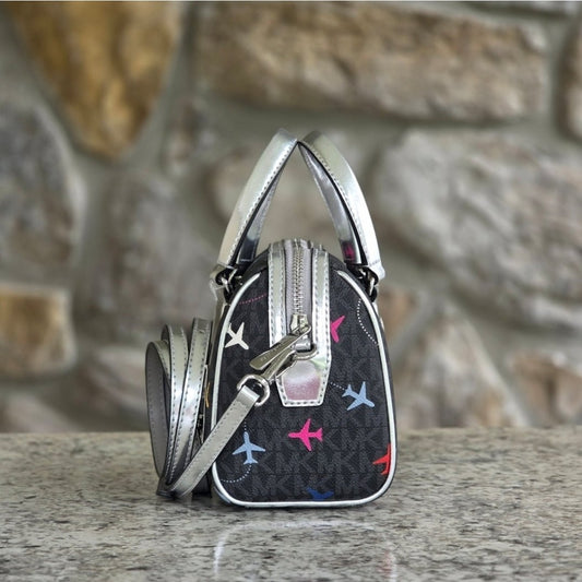 Michael Kors Small Airplane Black Duffle Crossbody