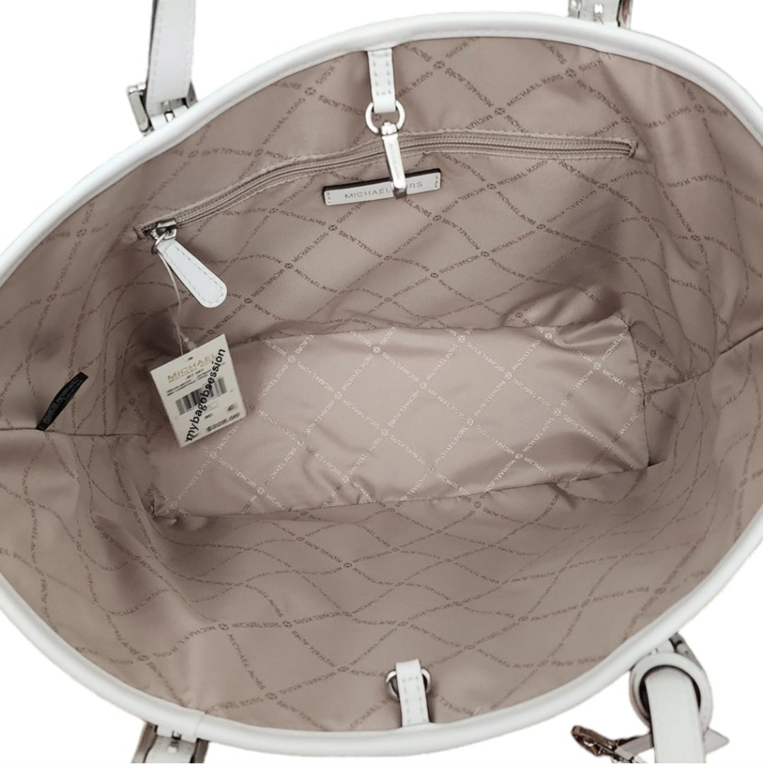Michael Kors Jet Set Logo Airplane Print Medium White Tote