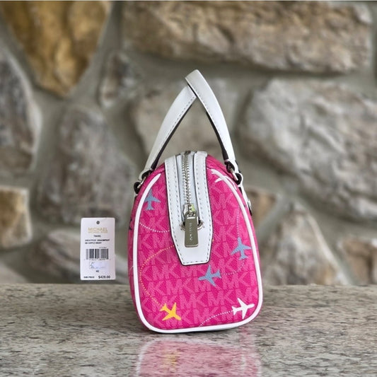 Michael Kors Small Airplane Pink Duffle Crossbody