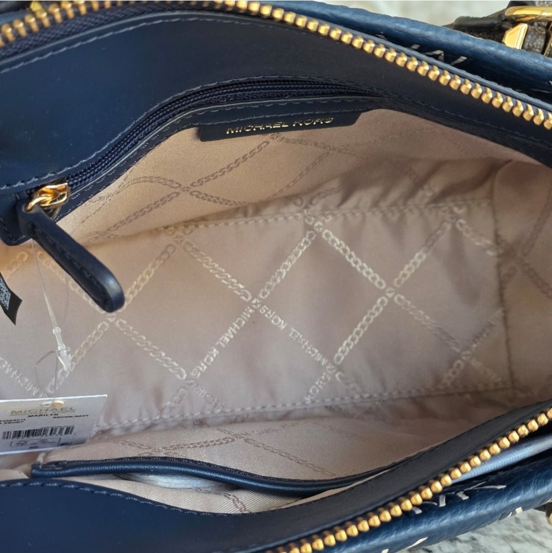 Michael Kors Marilyn Logo Small Blue Crossbody SET