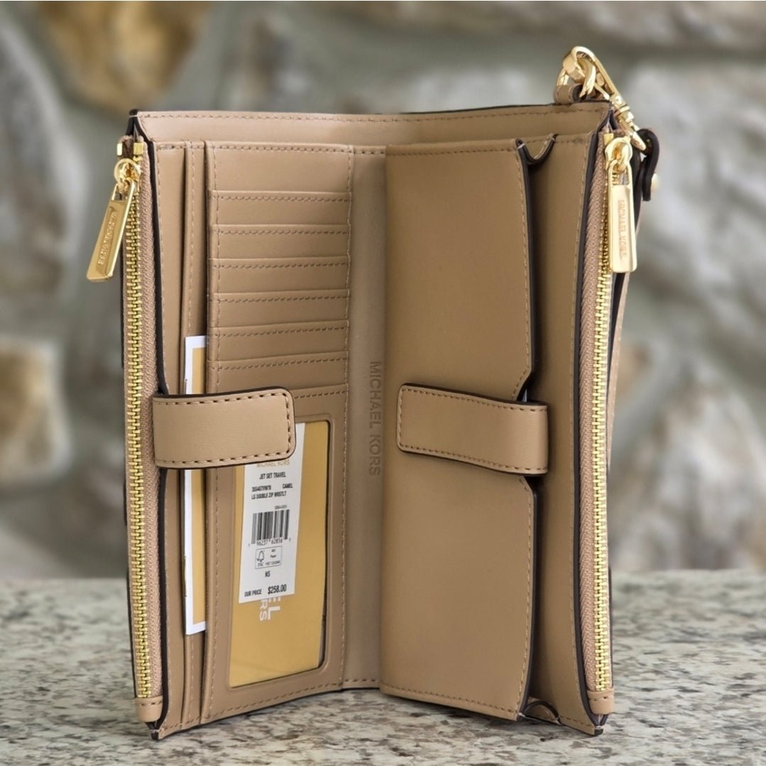 Michael Kors Mirella Ombré Logo Medium Tote SET Camel
