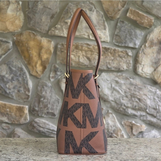 Michael Kors Jet Set Large Top Zip Brown Tote