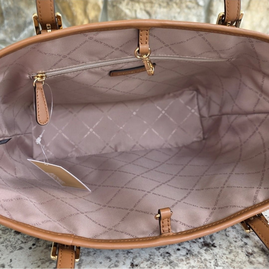 Michael Kors Jet Set Airplane Logo Medium Brown Tote