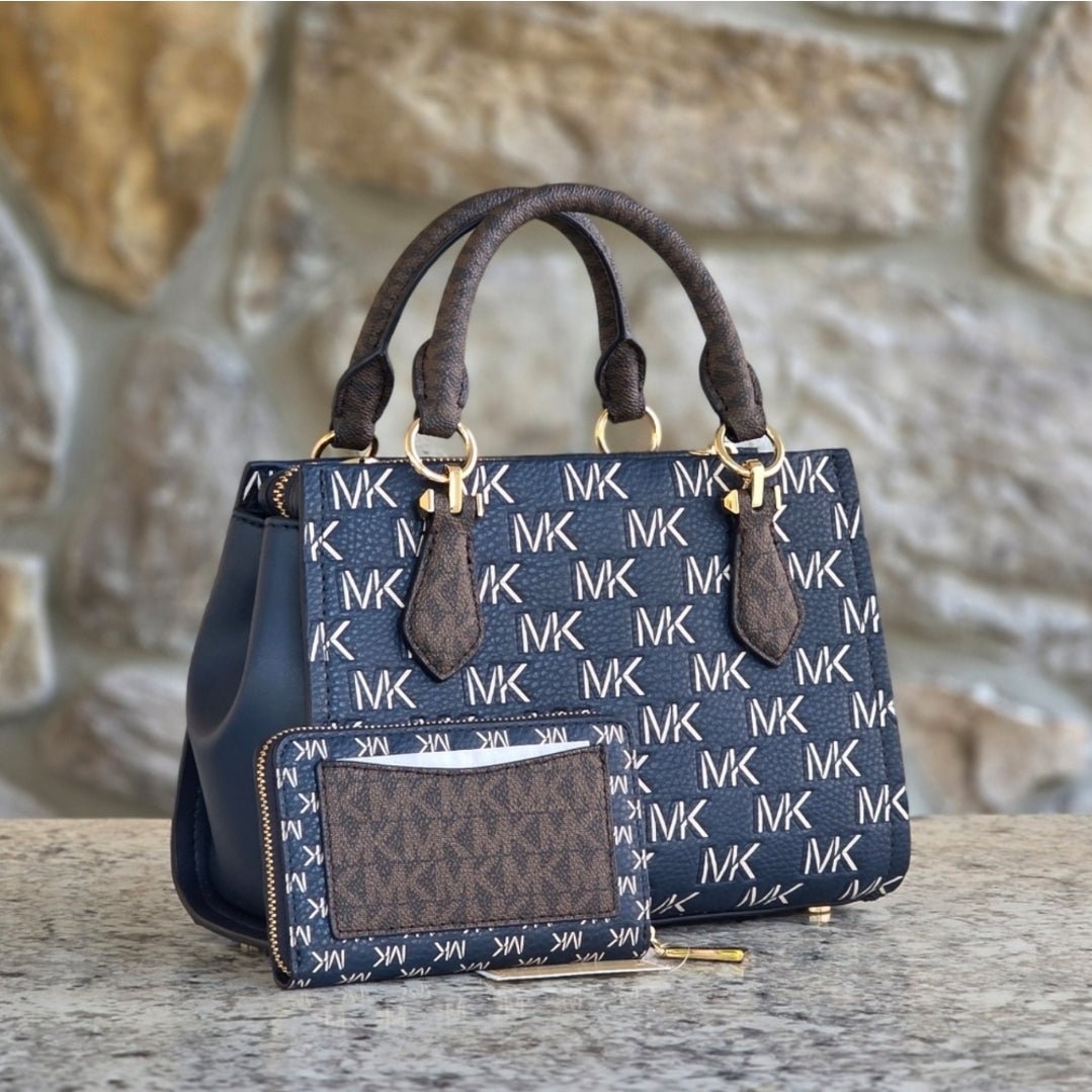 Michael Kors Marilyn Logo Small Blue Crossbody SET