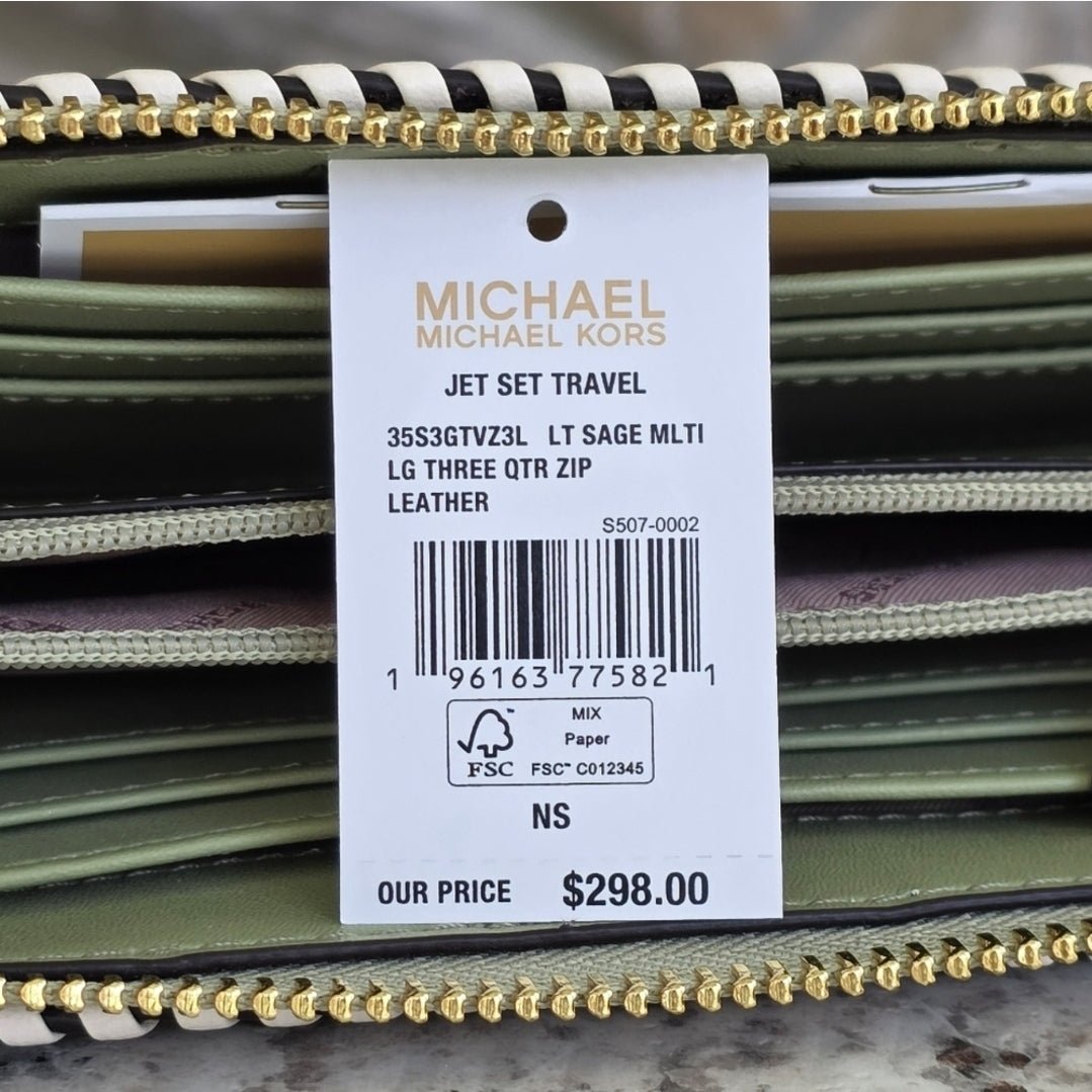 Michael Kors Jet Set Whipstitch LG Wallet Green