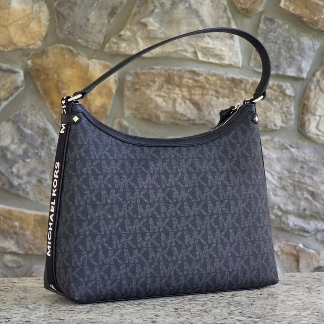 Michael Kors Maeve Large Logo Hobo Black Shoulder Bag
