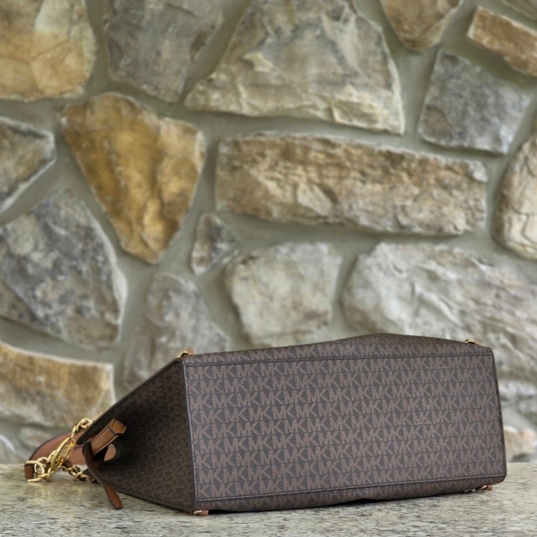 Michael Kors Mina Logo LG Shoulder Bag Brown