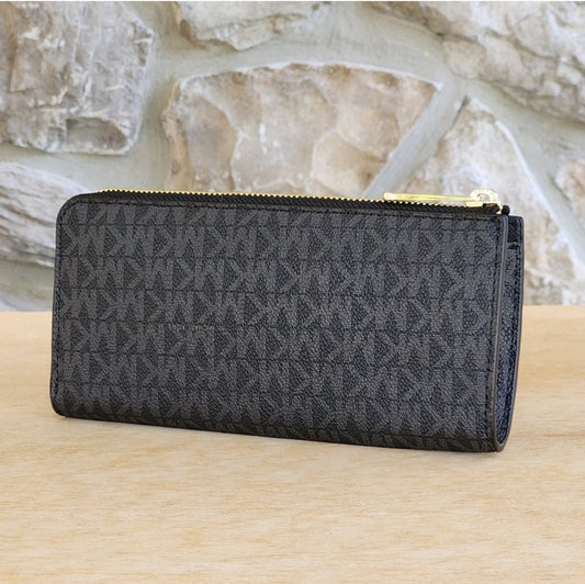 Michael Kors Jet Set Logo LG Zip Wallet Black