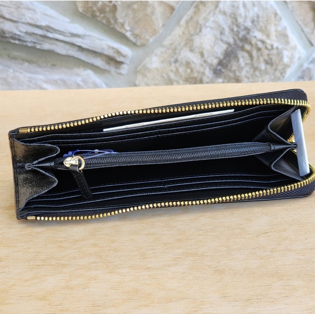 Michael Kors Jet Set Logo LG Zip Wallet Black