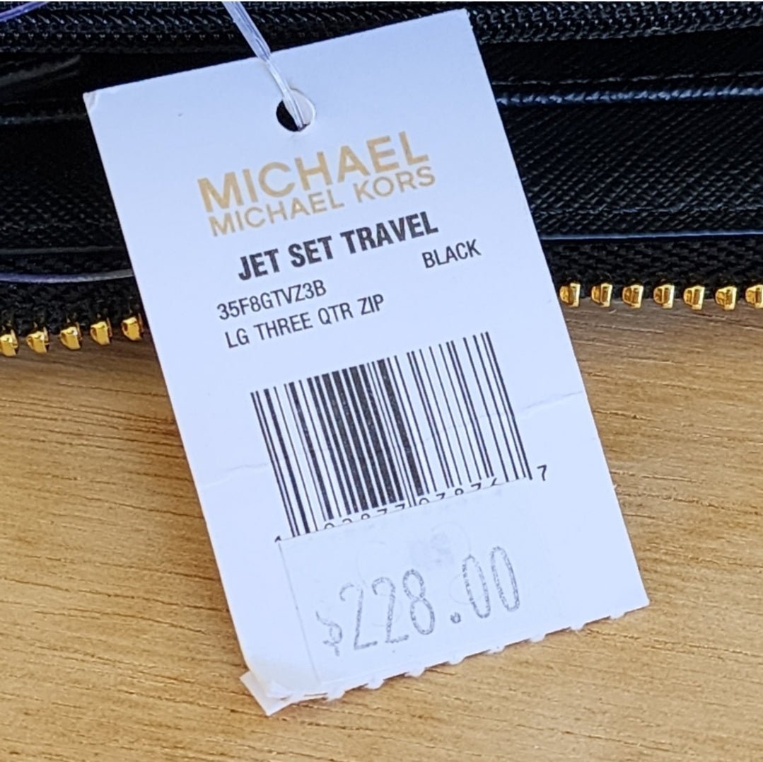 Michael Kors Jet Set Logo LG Zip Wallet Black