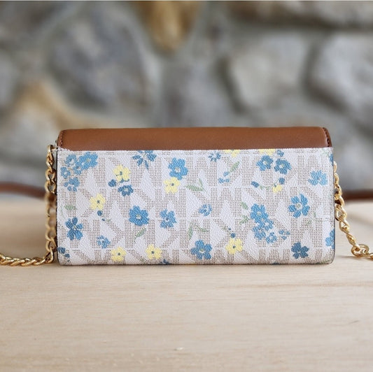 Michael Kors Jet Set Logo Floral LG Wallet Crossbody