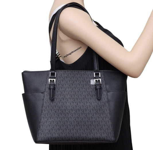 Michael Kors Charlotte Logo LG Shoulder Bag Black