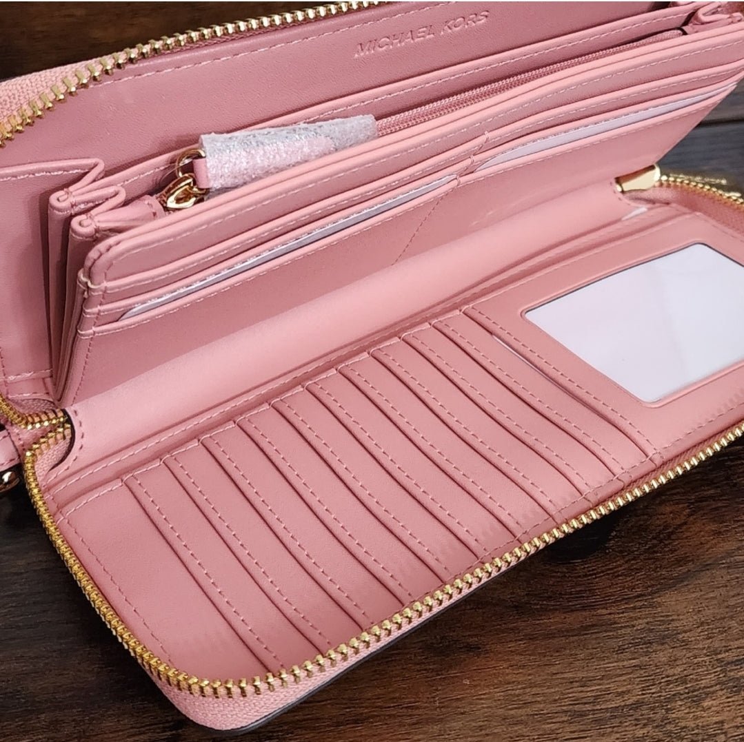 Michael Kors Jet Set Logo Continental Wristlet Wallet Pink