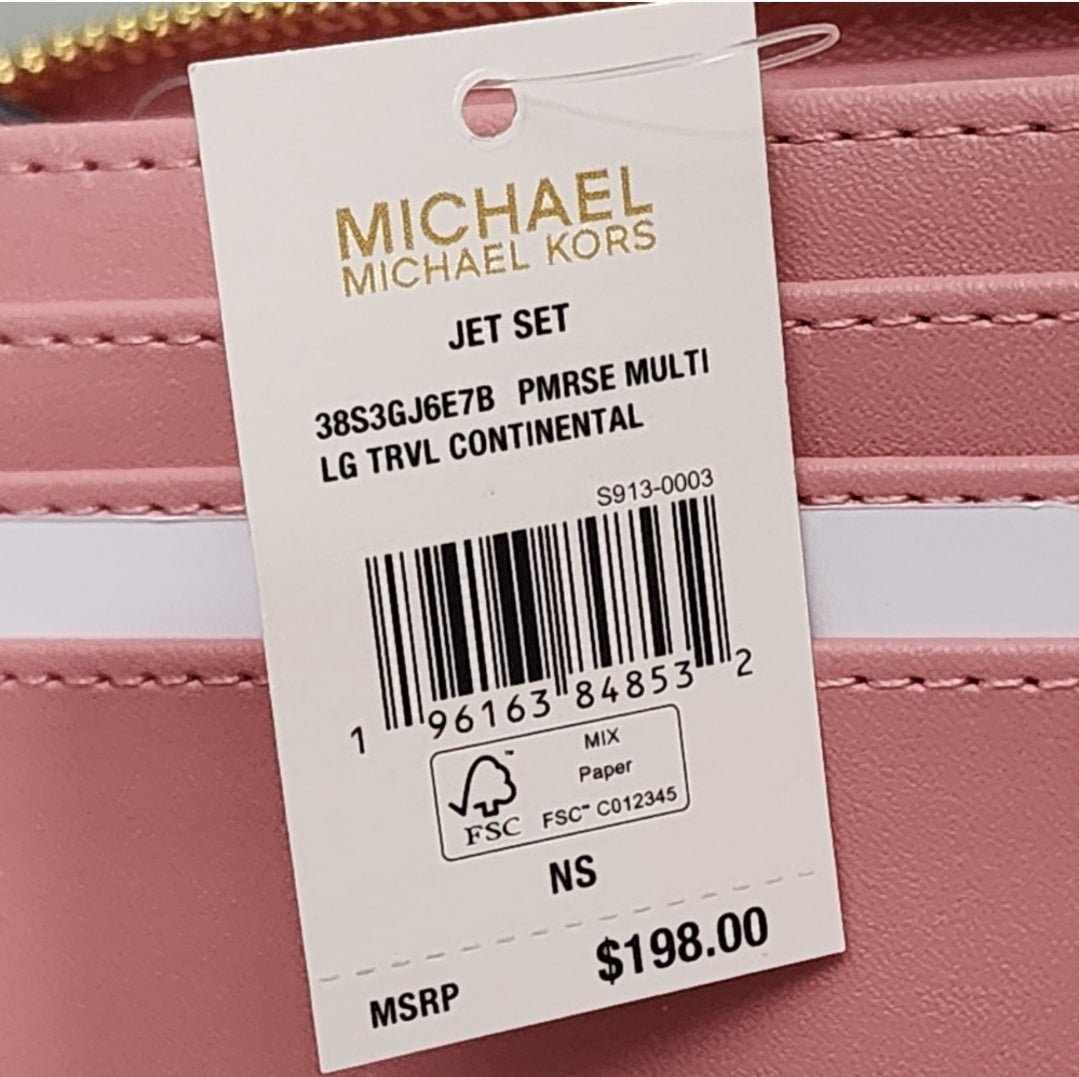 Michael Kors Jet Set Logo Continental Wristlet Wallet Pink