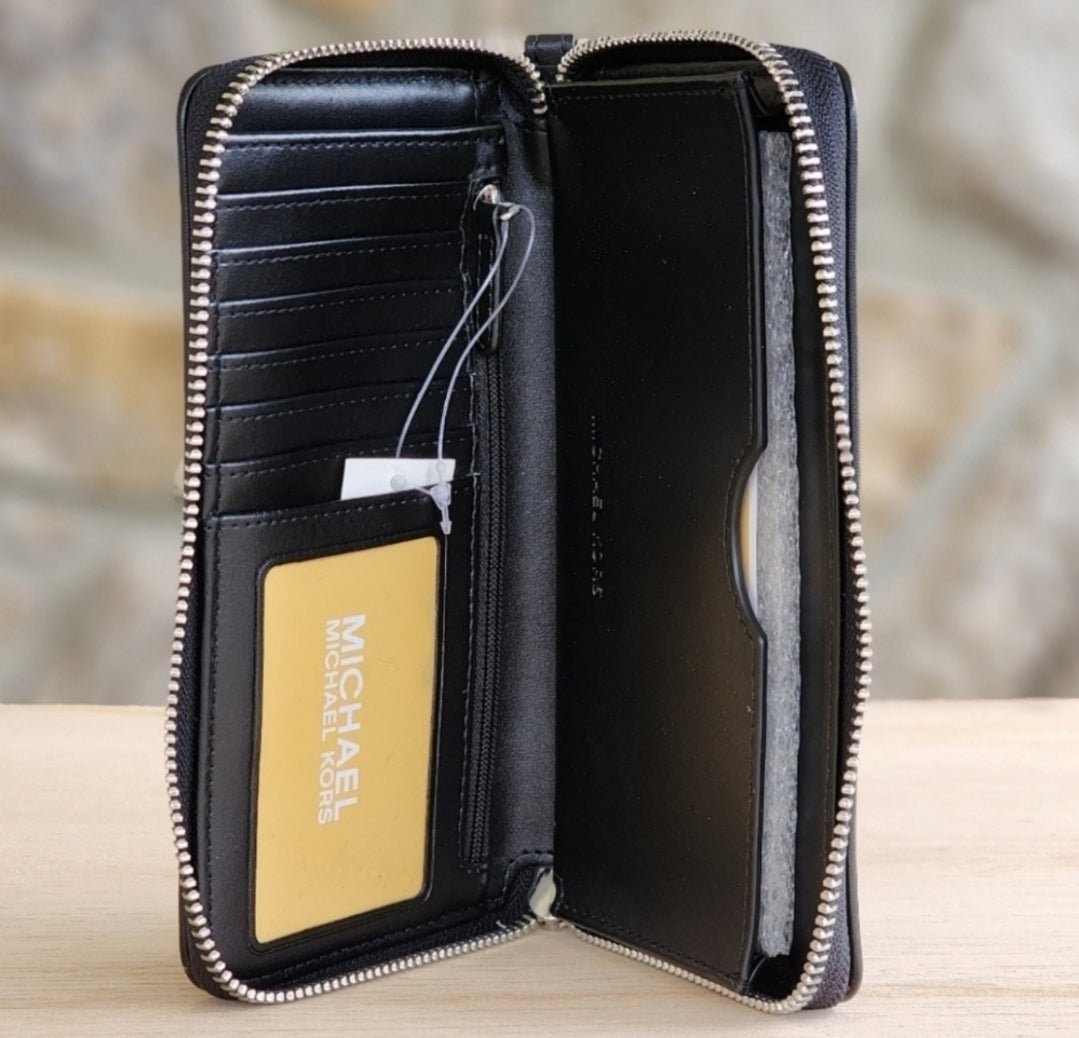Michael Kors Jet Set Logo LG Phone Wristlet Wallet Black