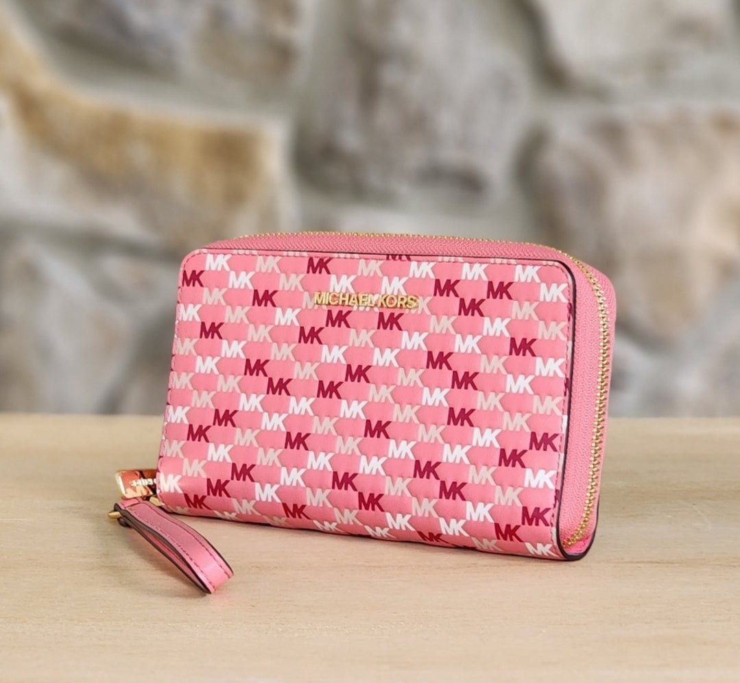 Michael Kors Jet Set Logo LG Phone Wristlet Wallet Pink