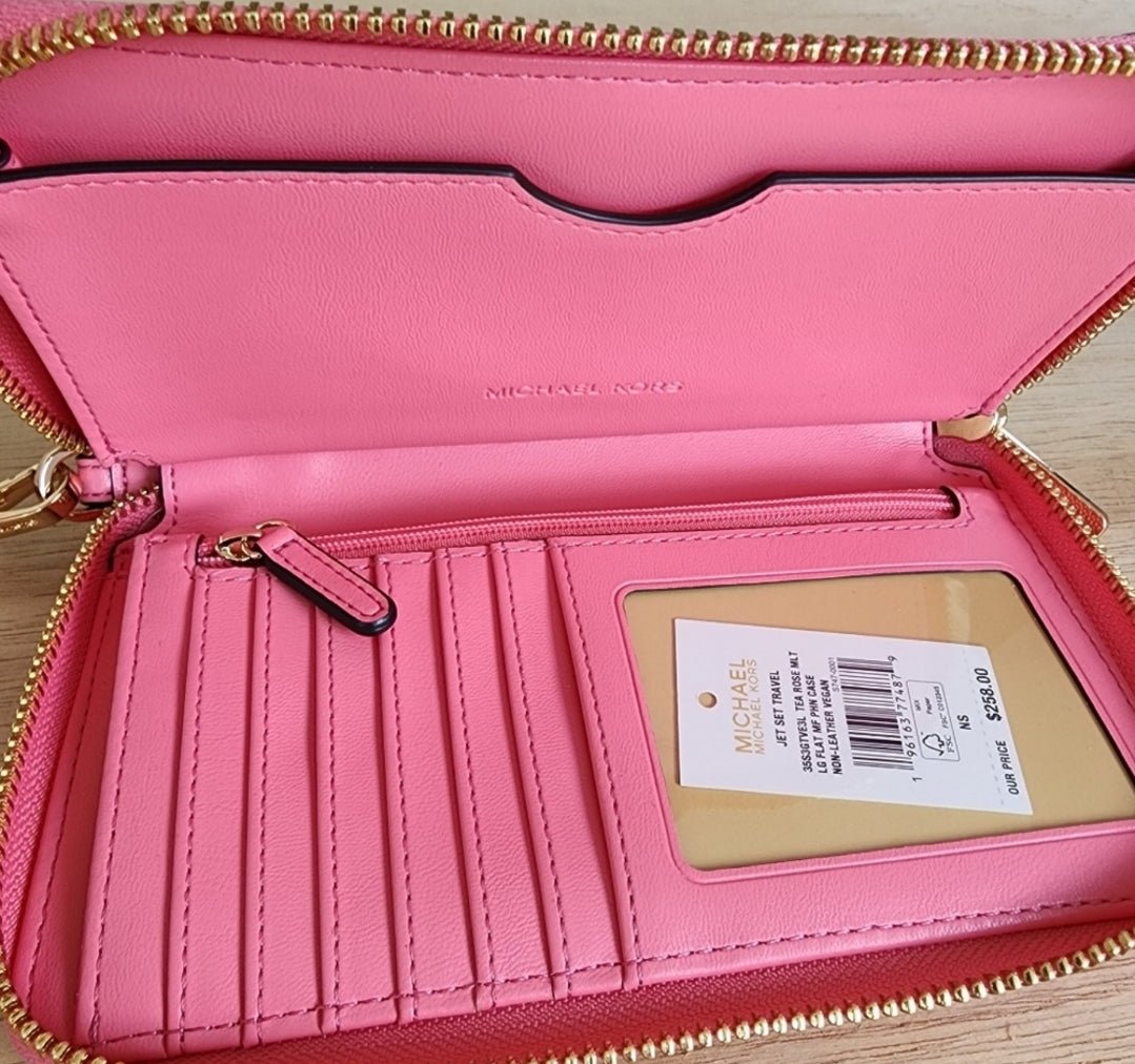 Michael Kors Jet Set Logo LG Phone Wristlet Wallet Pink