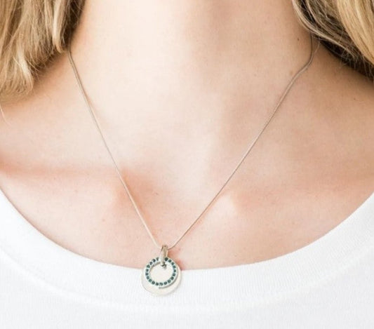 Paparazzi Front And CENTERED Blue Necklace & Earrings