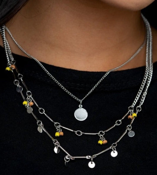 Paparazzi Wandering Wonder Yellow Necklace & Earrings