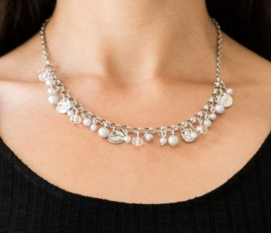 Paparazzi Coastal Cache Silver Necklace & Earrings