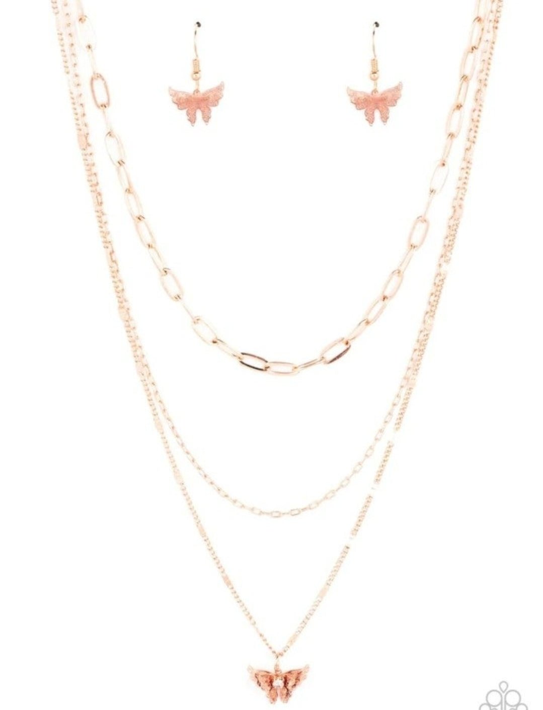 Paparazzi Bountiful Butterflies Copper Necklace & Earrings