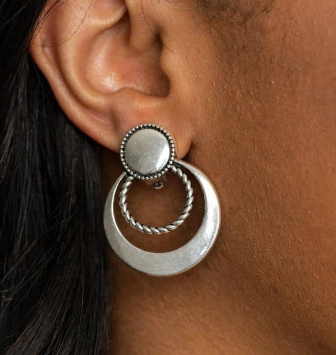 Paparazzi Refined Ruffles Silver Clip On Earrings