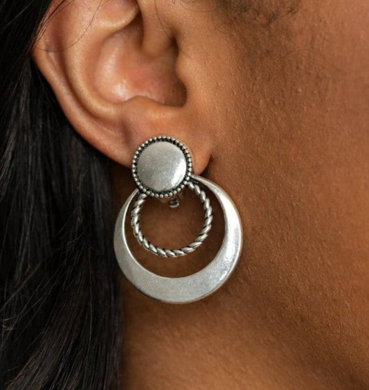 Paparazzi Refined Ruffles Silver Clip On Earrings