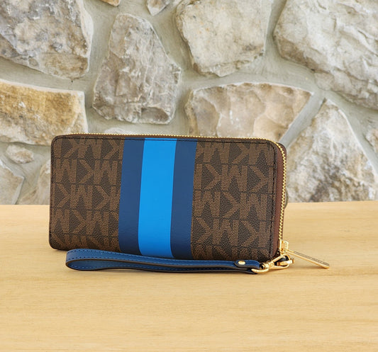 Michael Kors Jet Set Logo Center Stripe Continental Wristlet