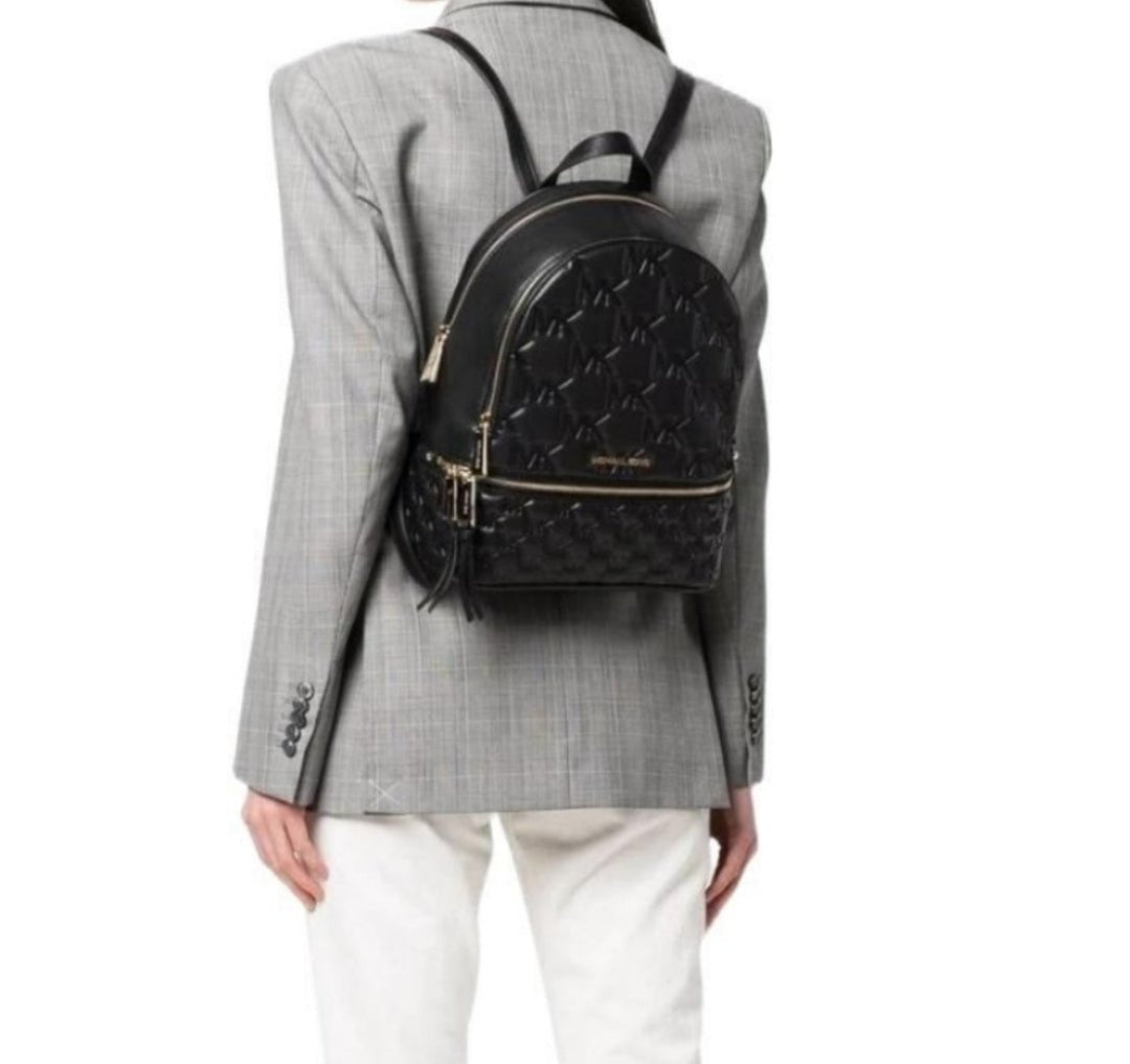 Michael Kors Rhea Embossed Logo MD Backpack Black