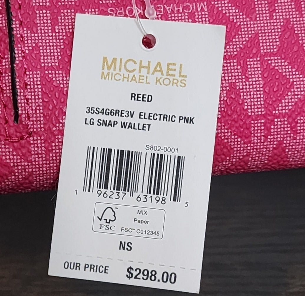 Michael Kors Reed Logo LG Snap Wallet Pink