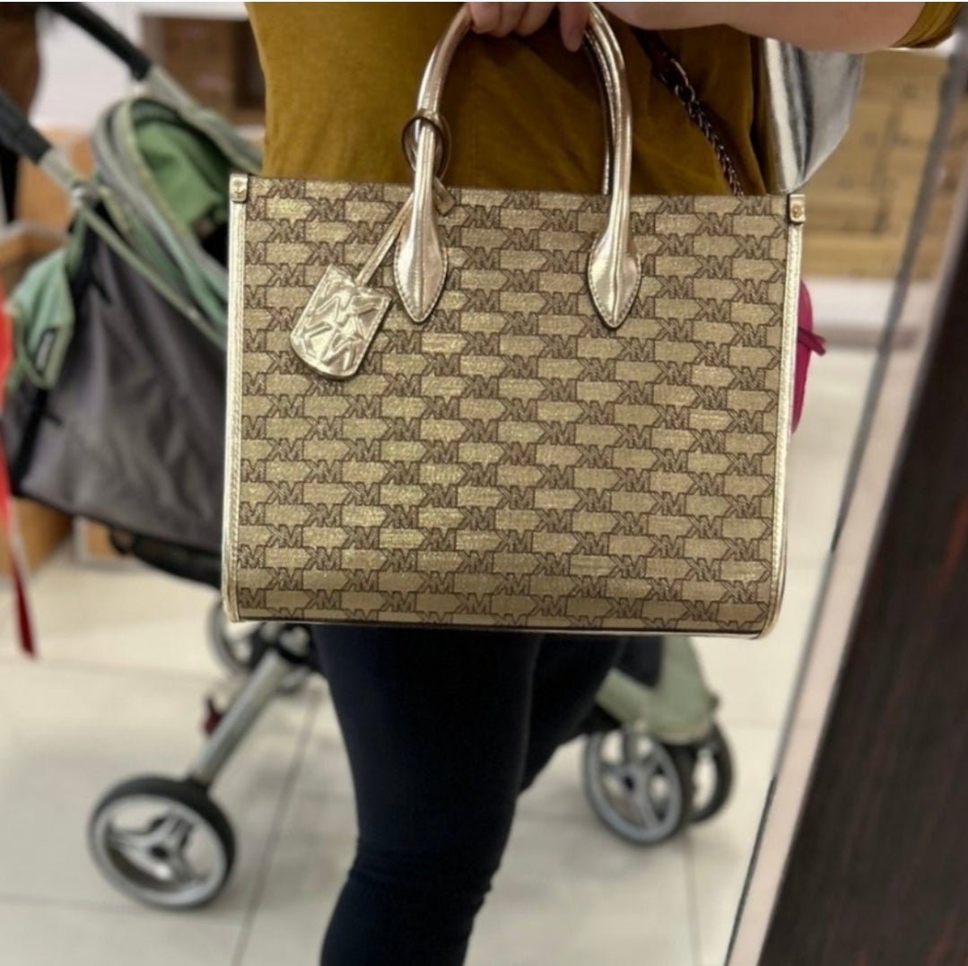 Michael Kors Mirella Logo MD Tote Crossbody Gold