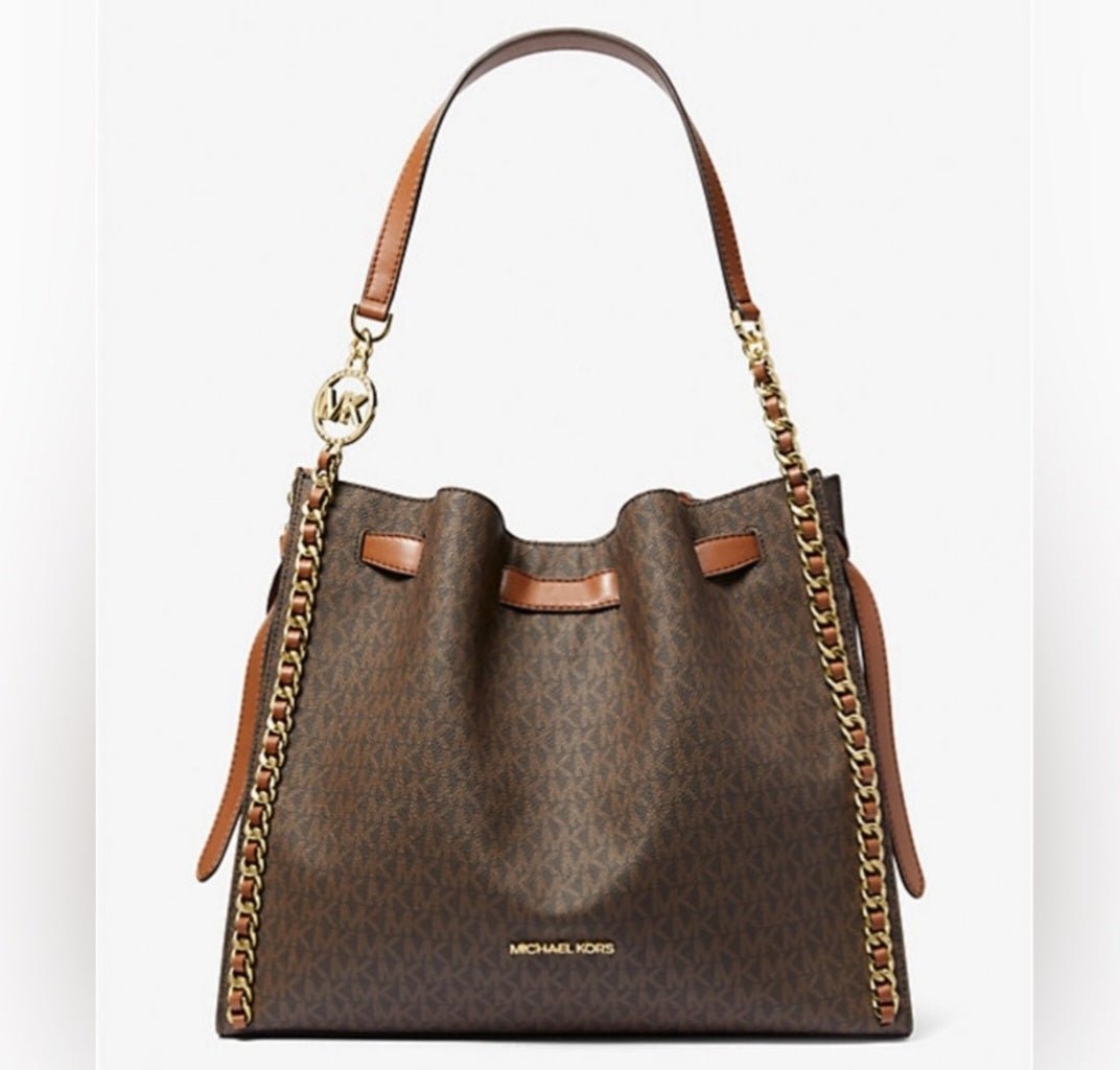 Michael Kors Mina Logo LG Shoulder Bag Brown