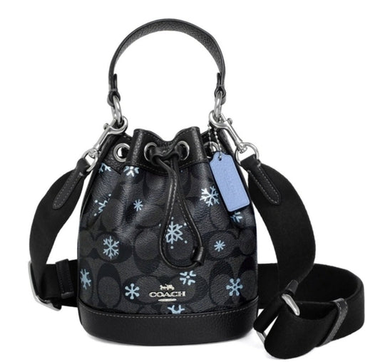 Coach Dempsey Snowflake Logo Bucket Crossbody Black