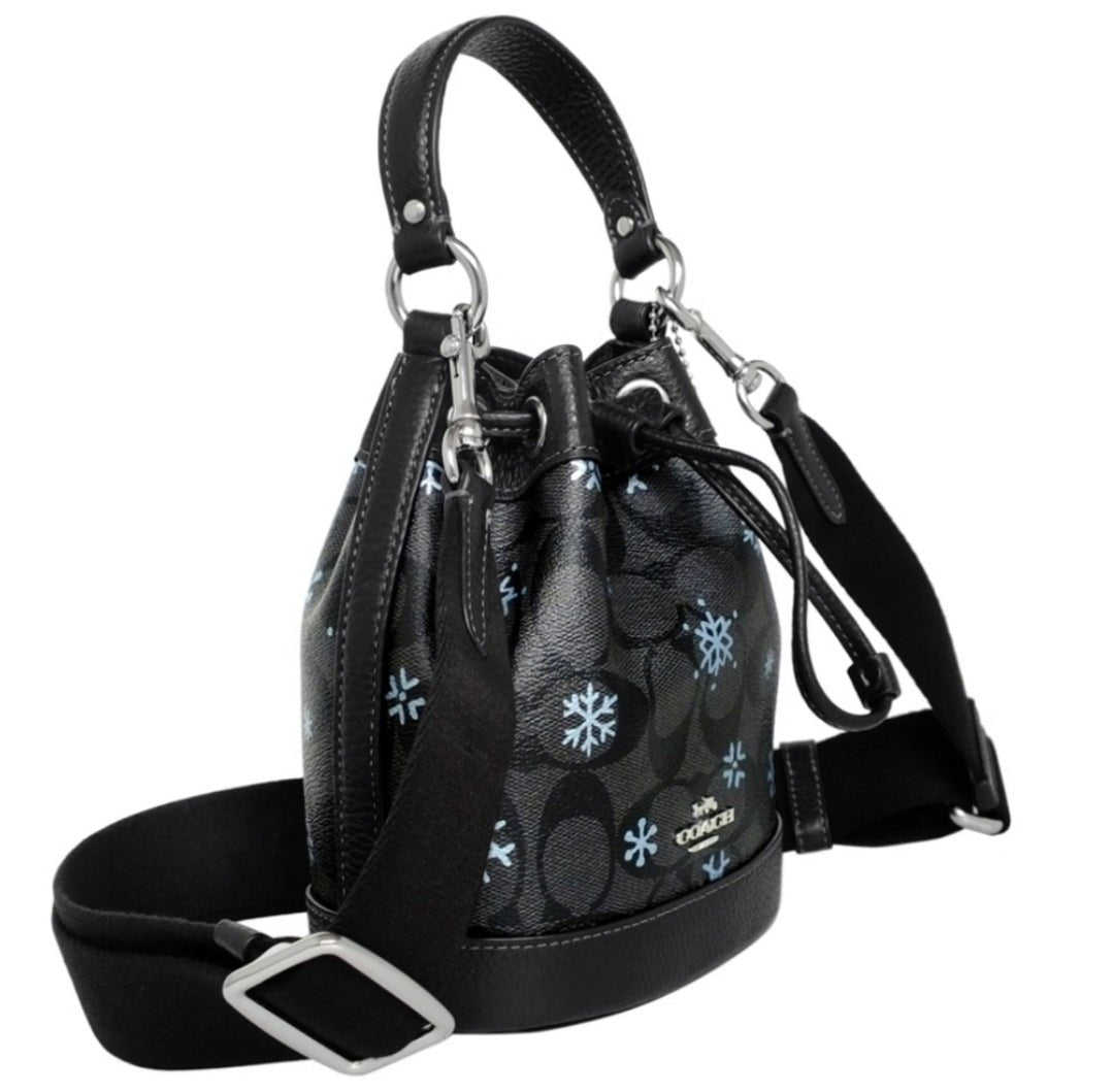 Coach Dempsey Snowflake Logo Bucket Crossbody Black